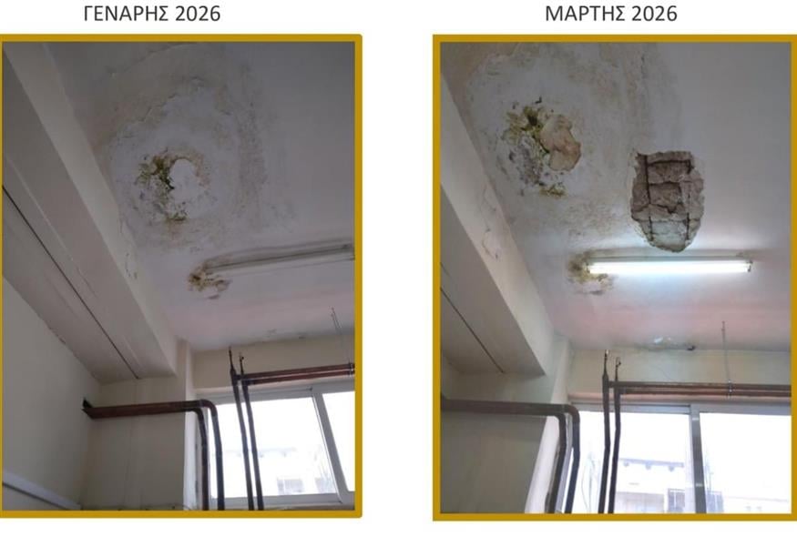 Καλαμάτα: «Εγκληματική αδιαφορία» στο ΕΠΑΛ - Καταρρέει η οροφή πάνω από τα κεφάλια των μαθητών (Ένωση Συλλόγων Γονέων Δήμου Καλαμάτας)