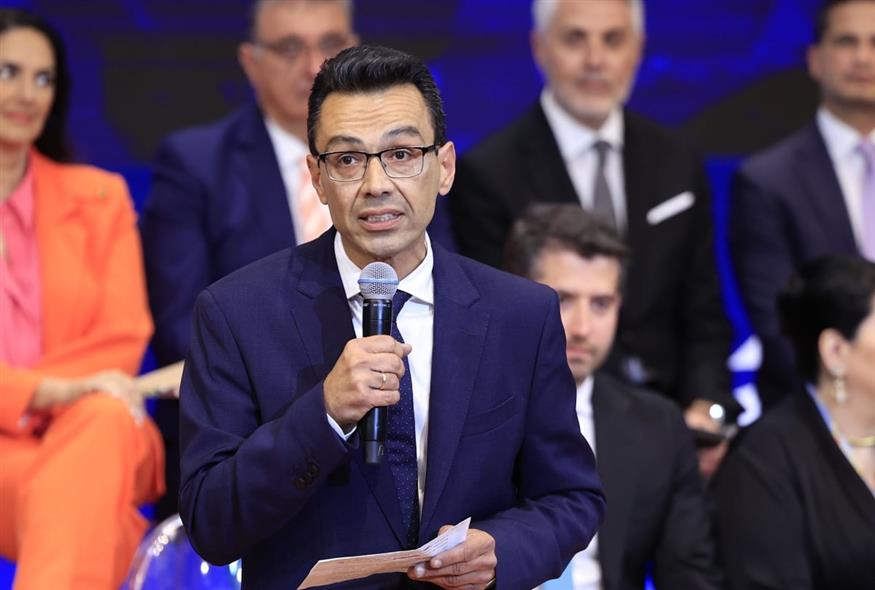 Ο Σωτήρης Σέρμπος στην παρουσίαση του ευρωψηφοδελτίου της ΝΔ/ Φωτογραφία: Eurokinissi