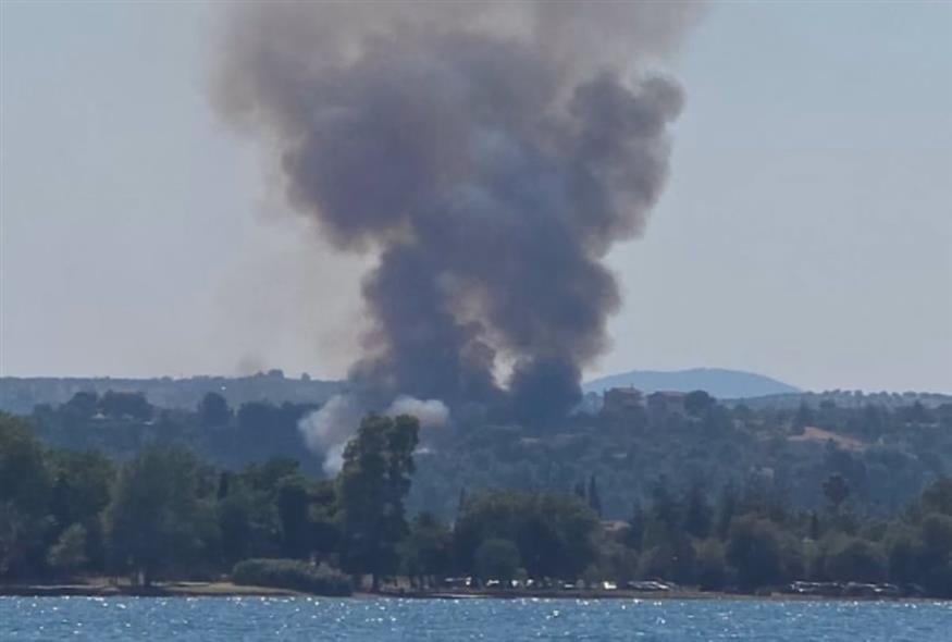 Εικόνα από τη φωτιά που καίει στον Ωρωπό (Πηγή φωτο: Weather Compass Greece/Facebook)