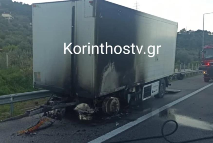 Φωτιά σε νταλίκα στην Πατρών-Αθηνών (korinthostv.gr)