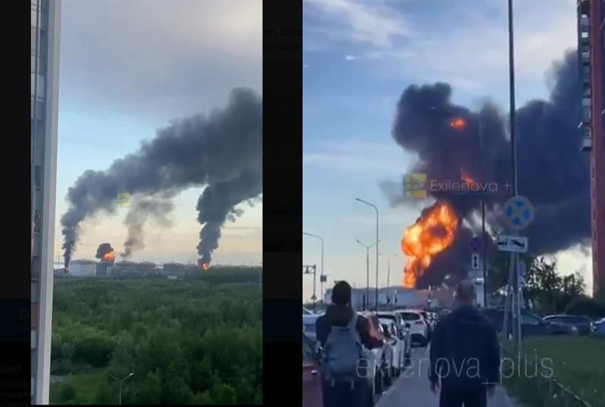 Oυκρανικά drone στην Αγία Πετρούπολη (screenshot)