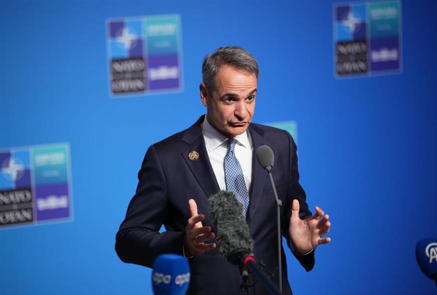 Ο Κυριάκος Μητσοτάκης στη Σύνοδο του ΝΑΤΟ (AP Photo/Emrah Gurel)