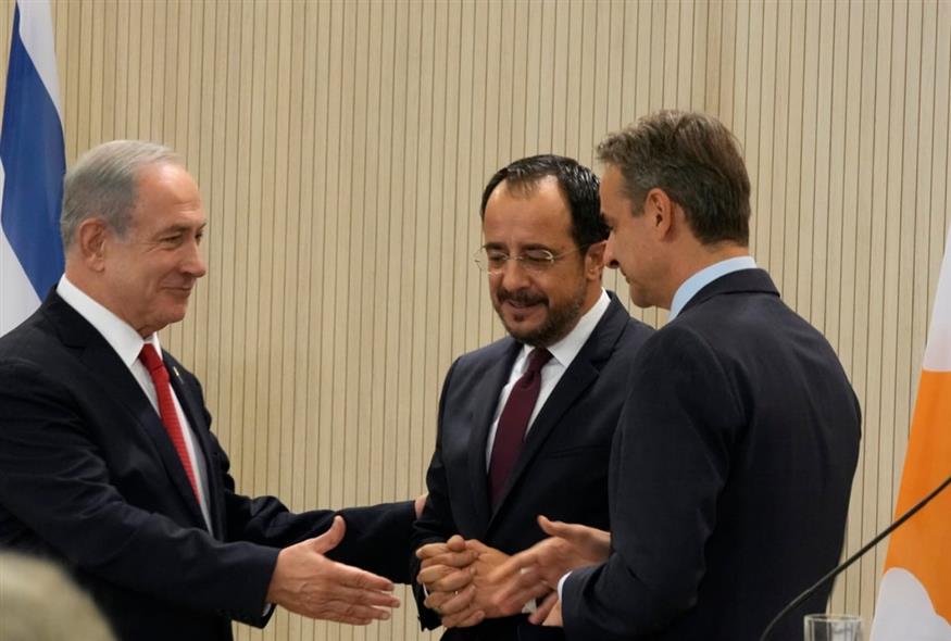 Νετανιάχου-Χριστοδουλίδης-Μητσοτάκης/ΑΡ