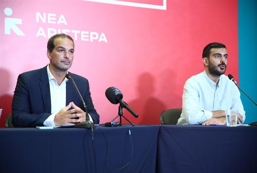 Συνέντευξη Τύπου του προέδρου της Νέας Αριστεράς, Γαβριήλ Σακελλαρίδη, στη ΔΕΘ (Eurokinissi)