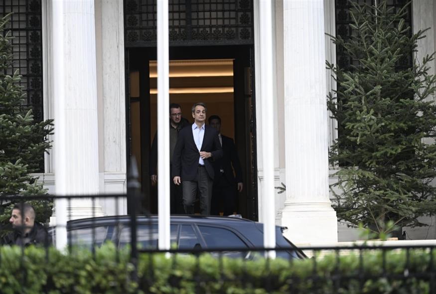 Ο Κυριάκος Μητσοτάκης στο Μέγαρο Μαξίμου (ΙΝΤΙΜΕ)