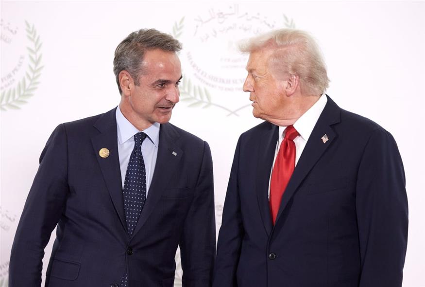 Κυριάκος Μητσοτάκης και Ντόναλντ Τραμπ (ΔΗΜΗΤΡΗΣ ΠΑΠΑΜΗΤΣΟΣ/ΓΡΑΦΕΙΟ ΤΥΠΟΥ ΠΡΩΘΥΠΟΥΡΓΟΥ)