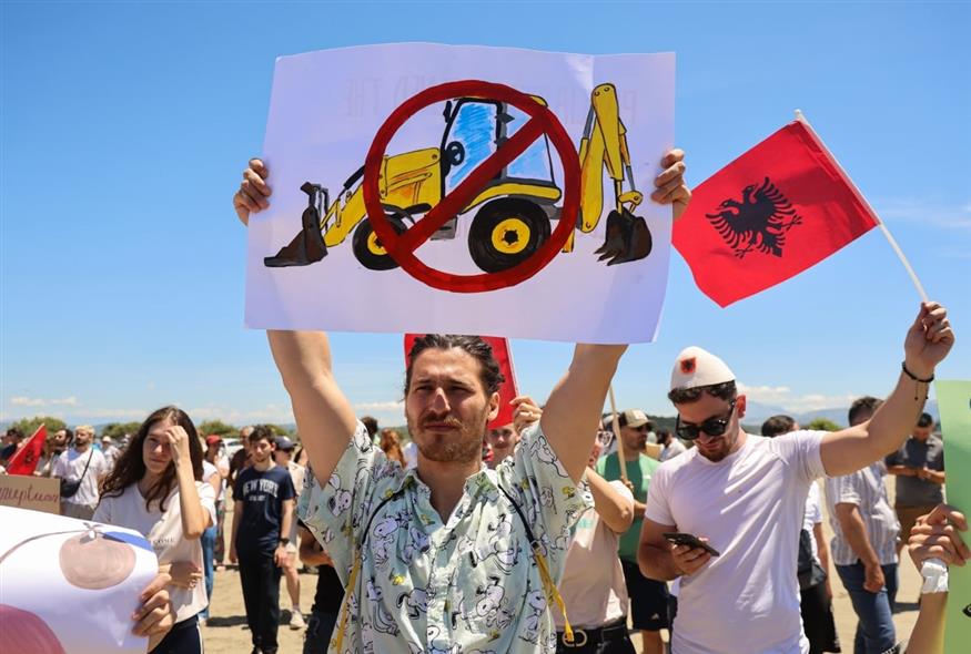 Αλβανία, συγκέντρωση διαμαρτυρίας (AP Photo/Hameraldi Agolli)