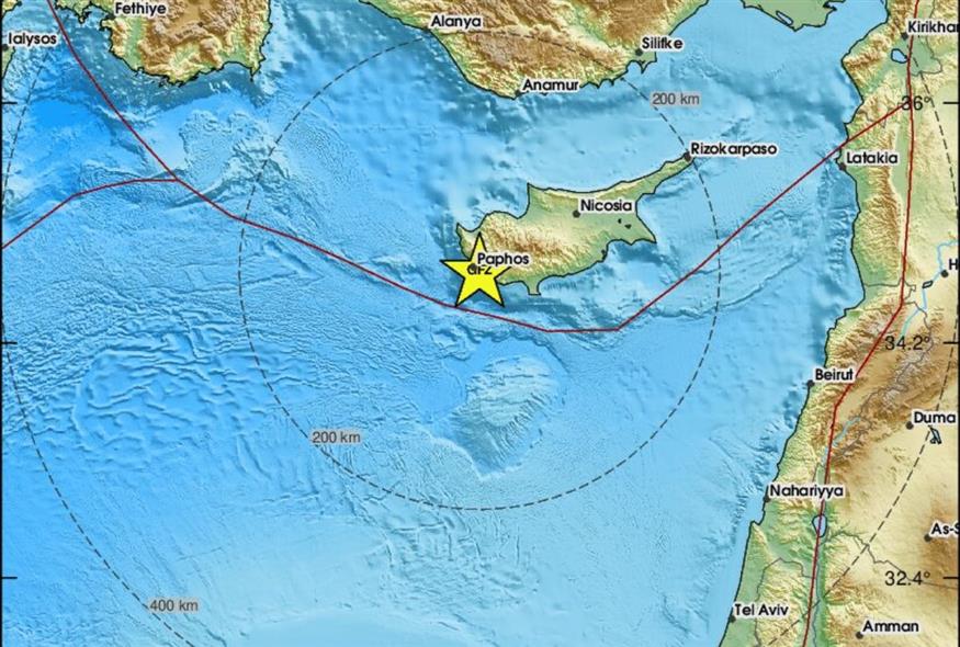 Σεισμός στην Κύπρο (Ευρωμεσογειακό Σεισμολογικό Κέντρο)