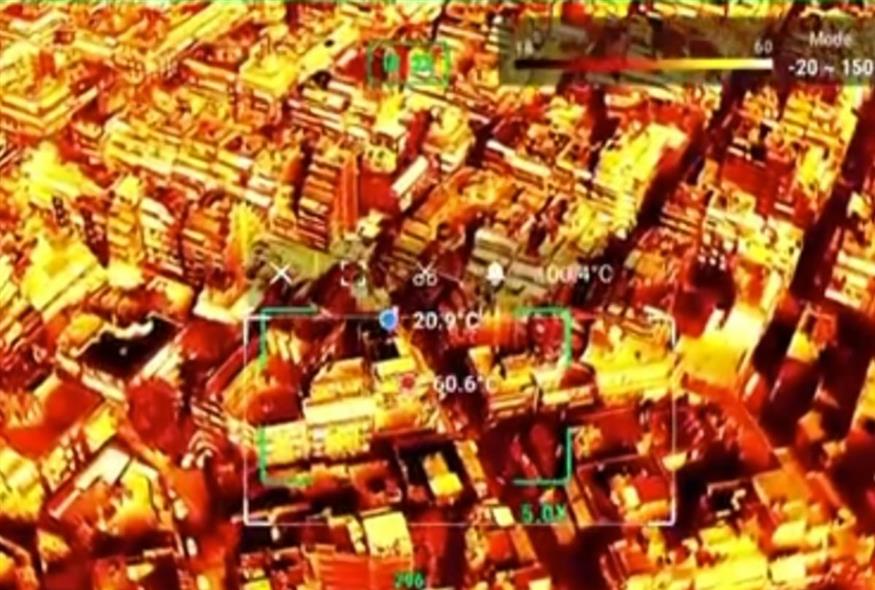 Θερμοκρασία ασφάλτου στο κέντρο της Αθήνας/ΣΚΑΙ TV