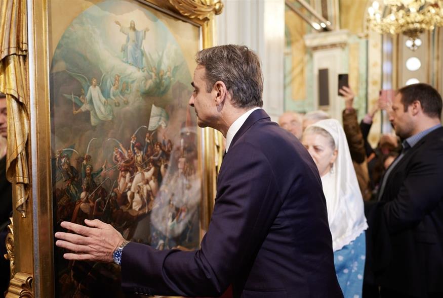 Ο Κ. Μητσοτάκης στους εορτασμούς για την Έξοδο του Μεσολογγίου / Φωτογραφία: ΔΗΜΗΤΡΗΣ ΠΑΠΑΜΗΤΣΟΣ/ΓΡΑΦΕΙΟ ΤΥΠΟΥ ΠΡΩΘΥΠΟΥΡΓΟΥ/EUROKINISSI