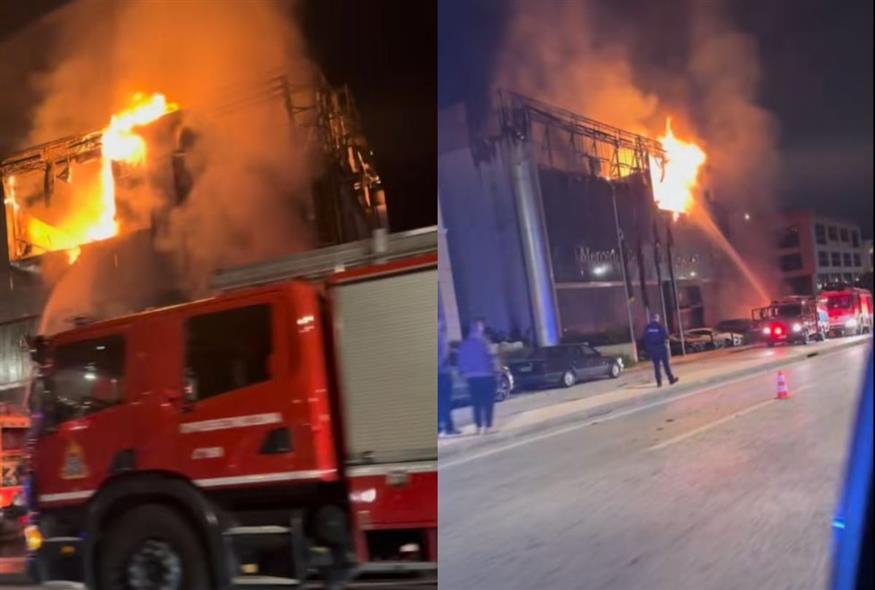 Γλυφάδα: Φωτιά σε αντιπροσωπεία αυτοκινήτων (Screenshots/Facebook)