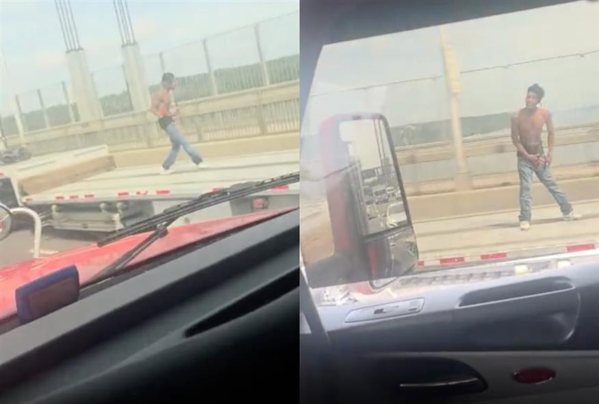 Άνδρας χόρευε πάνω σε κινούμενη νταλίκα (screenshot/NYP)