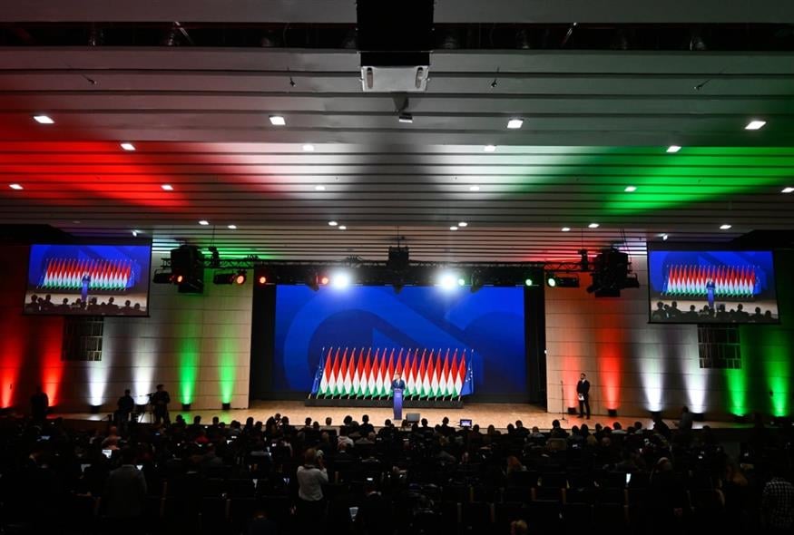 Μετεκλογική ομιλία του Πέτερ Μάγιαρ (AP Photo/Denes Erdos)