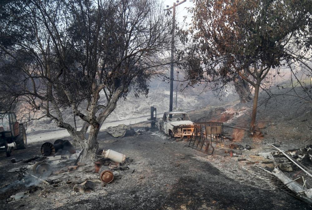 Εικόνες καταστροφής από τη φωτιά στη Χαλκιδική: Καμένα σπίτια και αυτοκίνητα