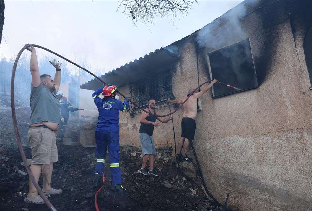 Στάχτη και γκρεμισμένοι κόποι στη Σαλαμίνα: Οι εικόνες μετά το φονικό πέρασμα της φωτιάς