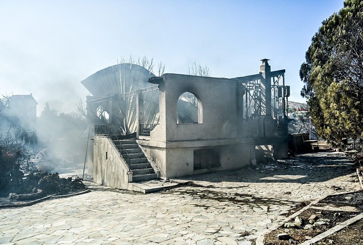 a building with a fire