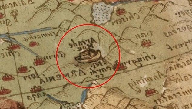Το σημείο της Κιβωτού στον χάρτη (Daily Mail/David Rumsey Map Center)