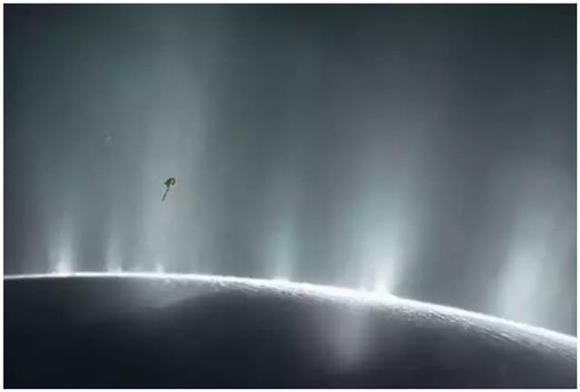 He finds a huge column of water ejecting from Enceladus