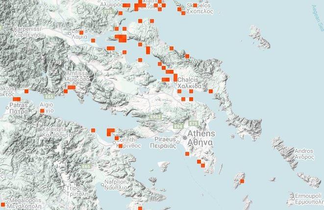 Τσούχτρες - μέδουσες - χάρτης
