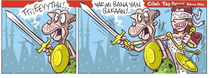 Γελοιογραφία για τη δικαστική διαμάχη με τη θεά Θέμιδα να έχει κλειστά τα μάτια στην Τουρκία