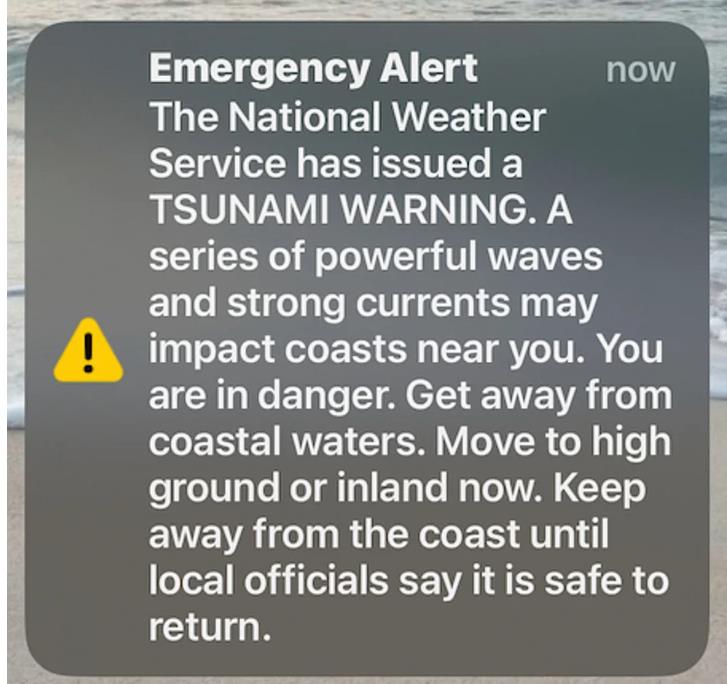 Ειδοποίηση για τσουνάμι, σε μια φωτογραφία από κινητό στη Χονολουλού την Τρίτη 29 Ιουλίου