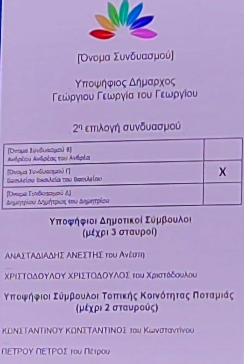 Προσχέδιο νέου ψηφοδελτίου με τη δεύτερη επιλογή του υποψηφίου δημάρχου εάν δεν πιαστεί το μέτρο της αυτοδυναμίας του 40%