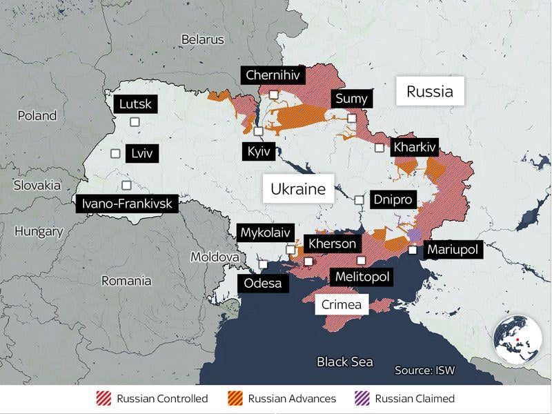 Χάρτης - 31η ημέρα του Πολέμου στην Ουκρανία