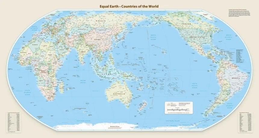 Εκδοχή Equal Earth χάρτη με την Ωκεανία στο κέντρο (CNN)