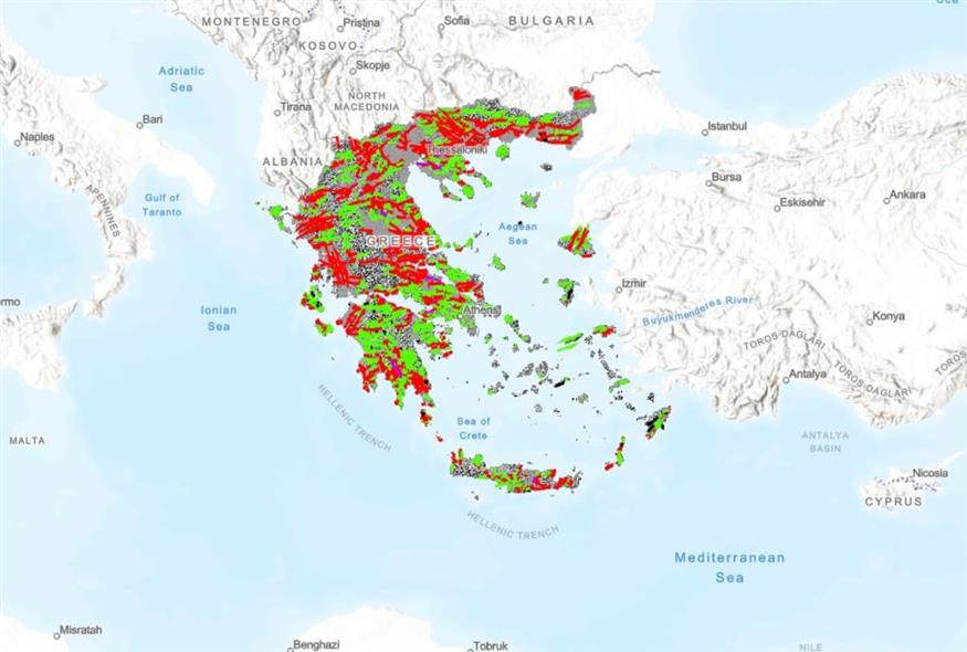 Χάρτης με τα ενεργά ρήγματα