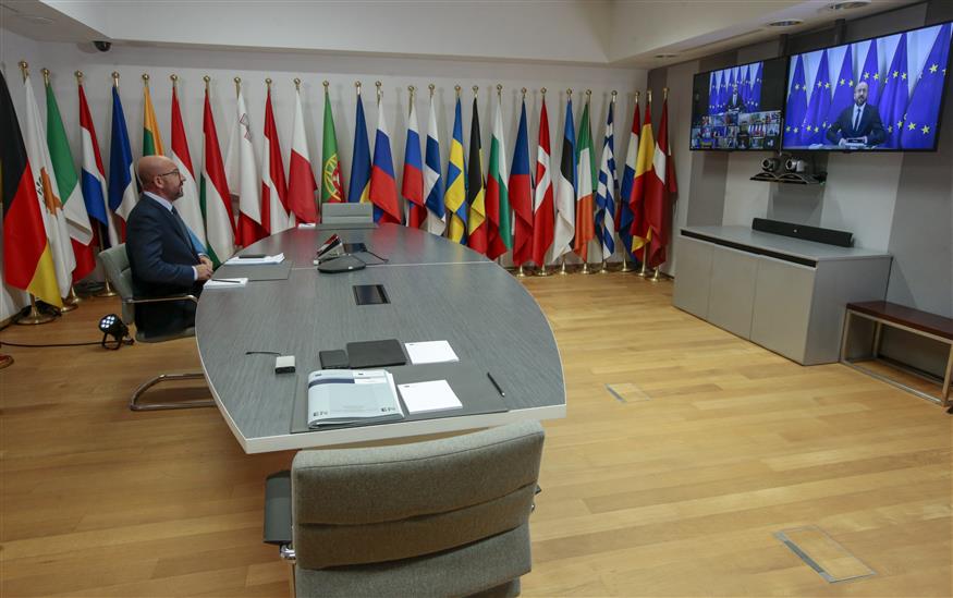 Ο πρόεδρος του Ευρωπαϊκού Συμβουλίου Σαρλ Μισέλ/(Olivier Hoslet, Pool Photo via AP)