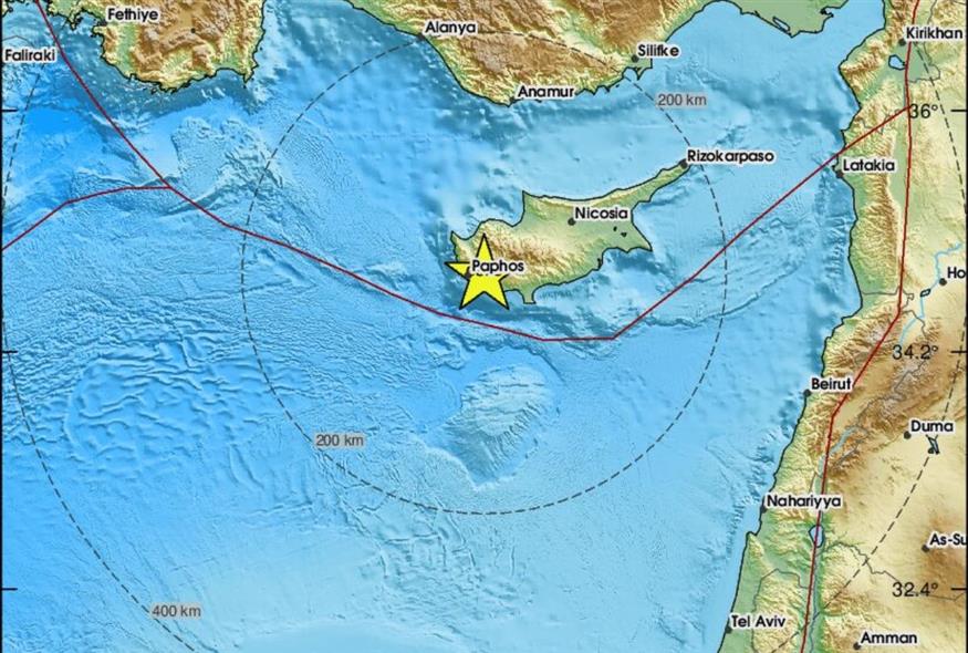 Σεισμός στην Κύπρο (Ευρωμεσογειακό Σεισμολογικό Κέντρο)