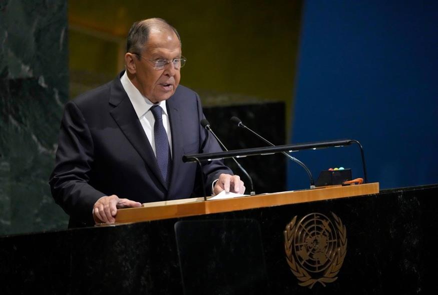 Ο υπουργός Εξωτερικών της Ρωσίας Σεργκέι Λαβρόφ απευθύνεται στην 80ή σύνοδο της Γενικής Συνέλευσης των Ηνωμένων Εθνών (Associated Press)