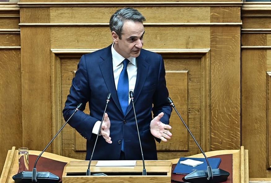 Ο Κυριάκος Μητσοτάκης στο βήμα της Βουλής (EUROKINISSI)