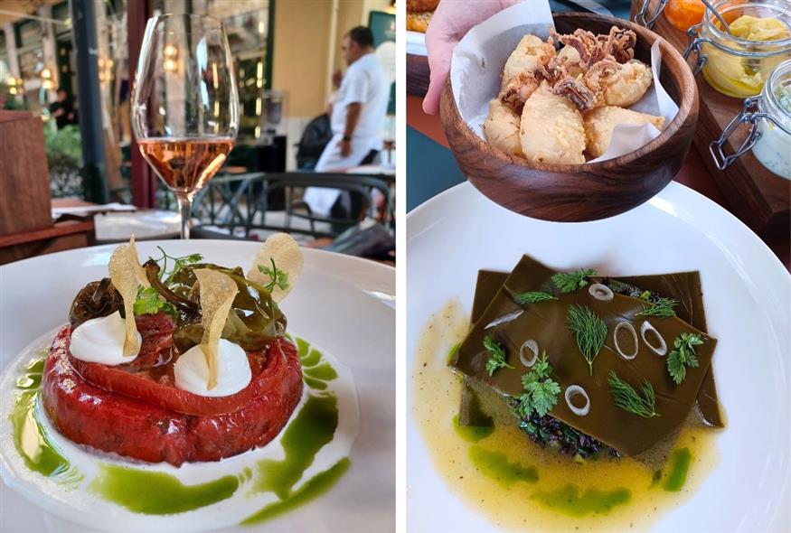 Γεμιστά και καλαμαράκια με λαζάνια σπανακόρυζου | © Χριστίνα Τσαμουρά