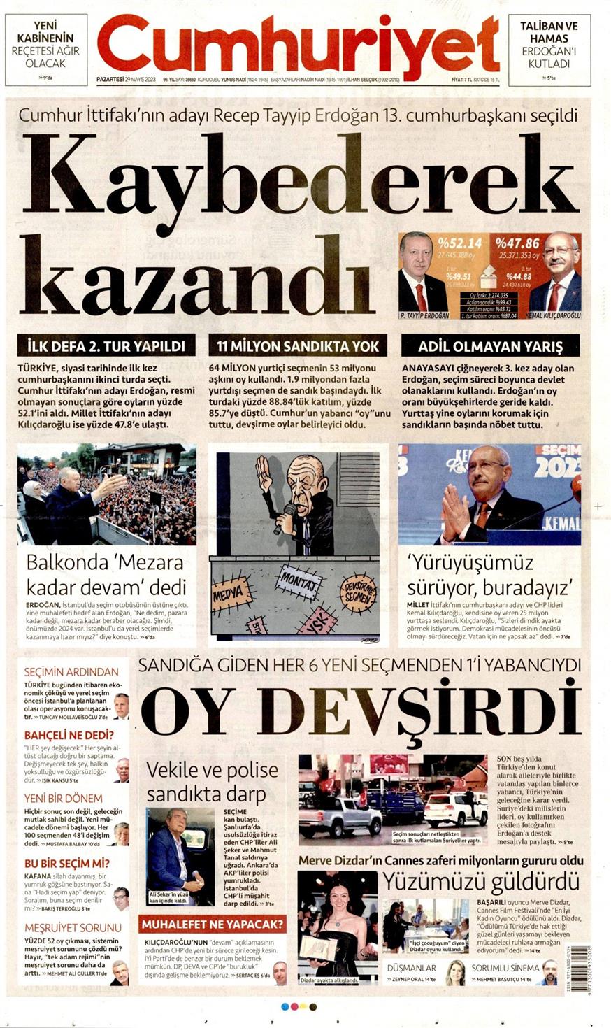 Πρωτοσέλιδα των τουρκικών εφημερίδων για τη νίκη του Ερντογάν