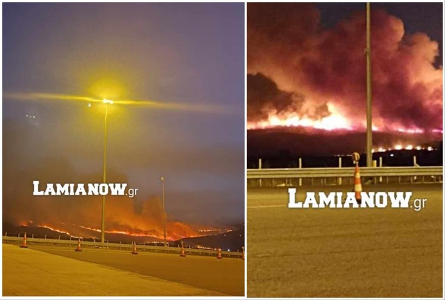 Τεράστιο μέτωπο φωτιάς στην Εθνική Οδό Αθηνών – Λαμίας
