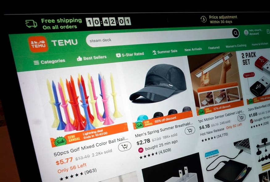 Ιστοσελίδα της Temu (AP Photo/Richard Drew, file)