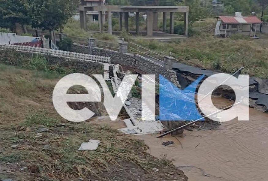 Κατέρρευσε γέφυρα από τη σφοδρή βροχόπτωση στην Εύβοια (evima.gr)