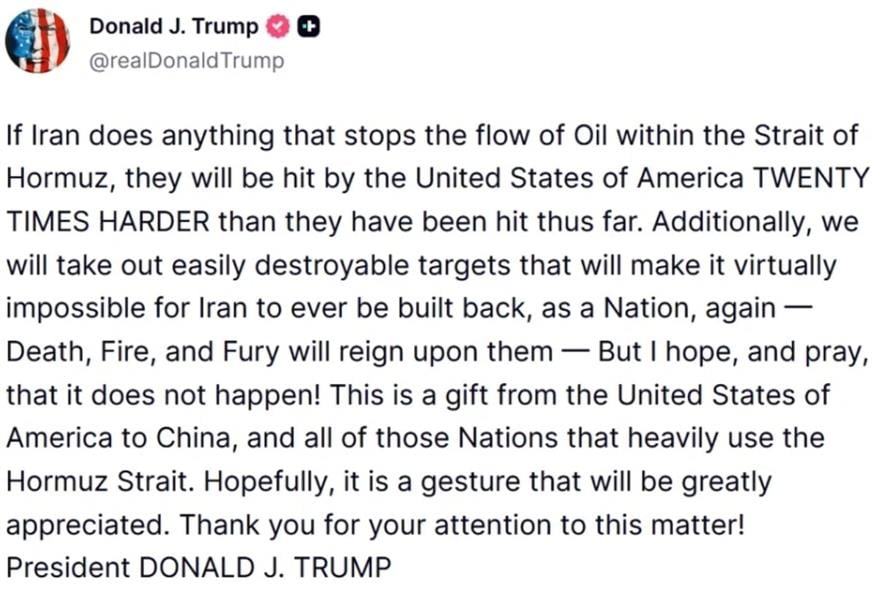 O Ντόναλντ Τραμπ στο Truth Social