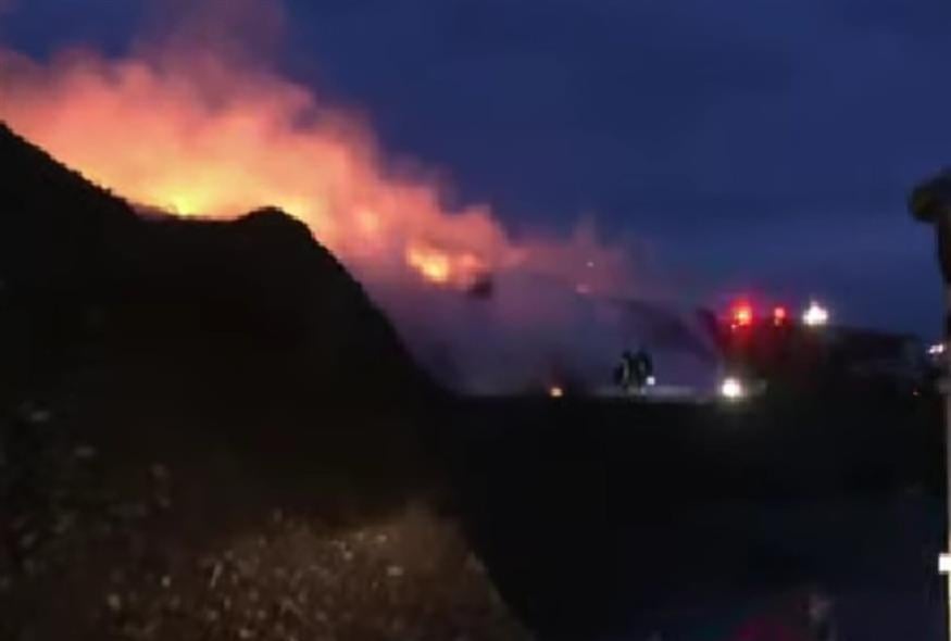 Θεσσαλονίκη: Μεγάλη φωτιά σε αποθήκη ανακύκλωσης στα Διαβατά/ΟPENTV