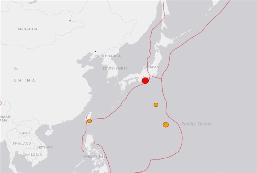 Χάρτης με το επίκεντρο του σεισμού