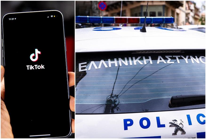 Περιπολικό της ΕΛ.ΑΣ και το σήμα του TikTok / φωτογραφίες: Unsplash-Eurokinissi