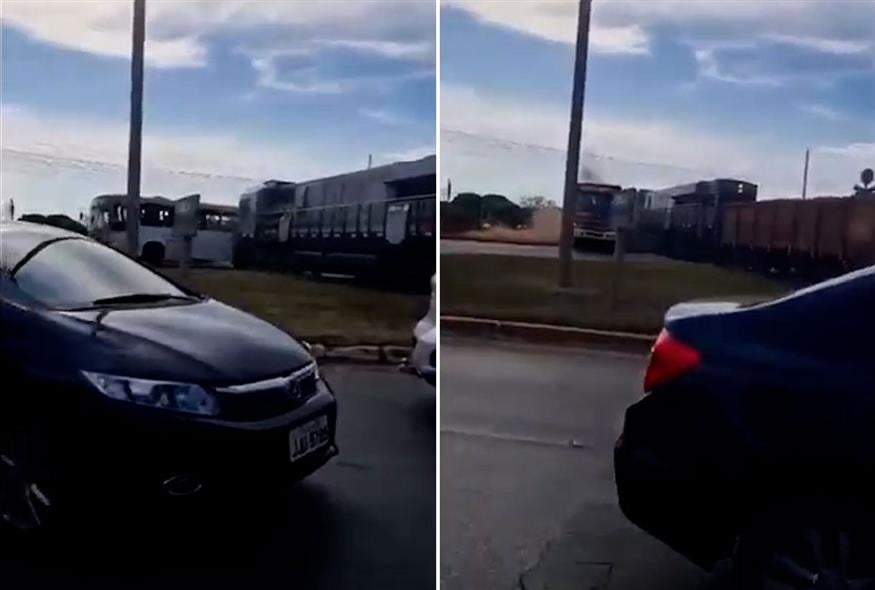 Σύγκρουση τρένου - λεωφορείου στη Βραζιλία (video capture / YouTube)