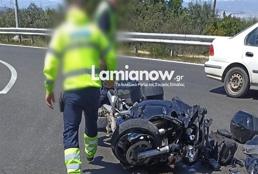 Τροχαίο με μοτοσικλέτα (LAMIANOW.GR)