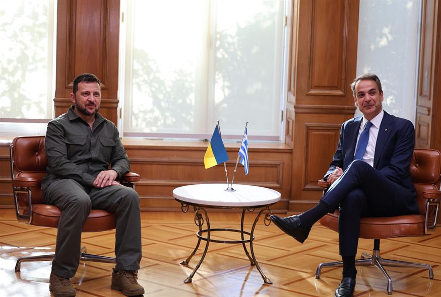 Συνάντηση Μητσοτάκη - Ζελένσκι στο Μαξίμου (ΓΙΩΡΓΟΣ ΚΟΝΤΑΡΙΝΗΣ / EUROKINISSI)