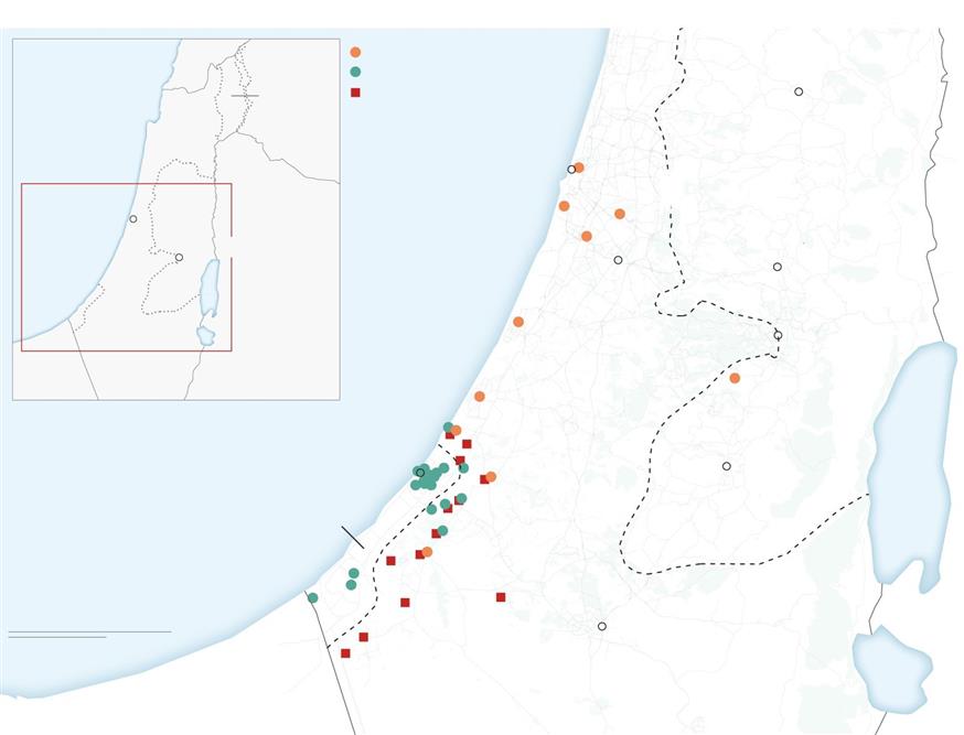 Γάζα - Ισραήλ - χάρτης