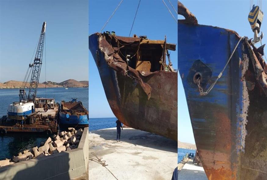 ανέλκυση ναυαγίου στην Κέα/cyclades24.gr