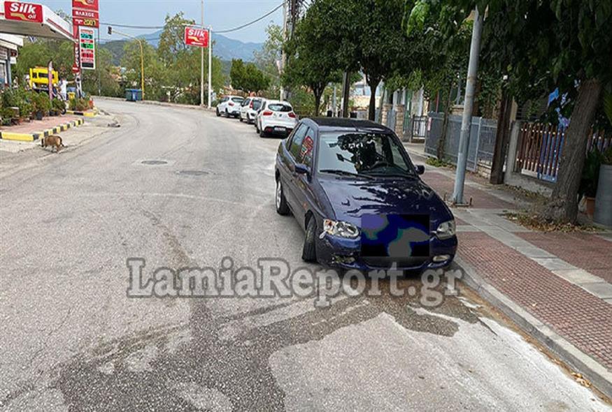 Εικόνα από το όχημα που βγήκε εκτός πορείας στη Λαμία (lamiareport.gr)
