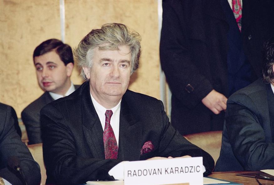 Ο Ράντοβαν Κάρατζιτς στο Παλάτι των Εθνών το 1993 (Beatrix Stampfli/AP)