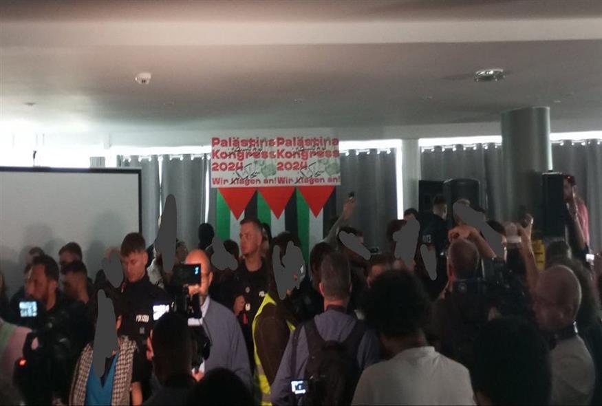 αστυνομία διέλυσε ένα φιλοπαλαιστινιακό συνέδριο στο Βερολίνο/ Τwitter